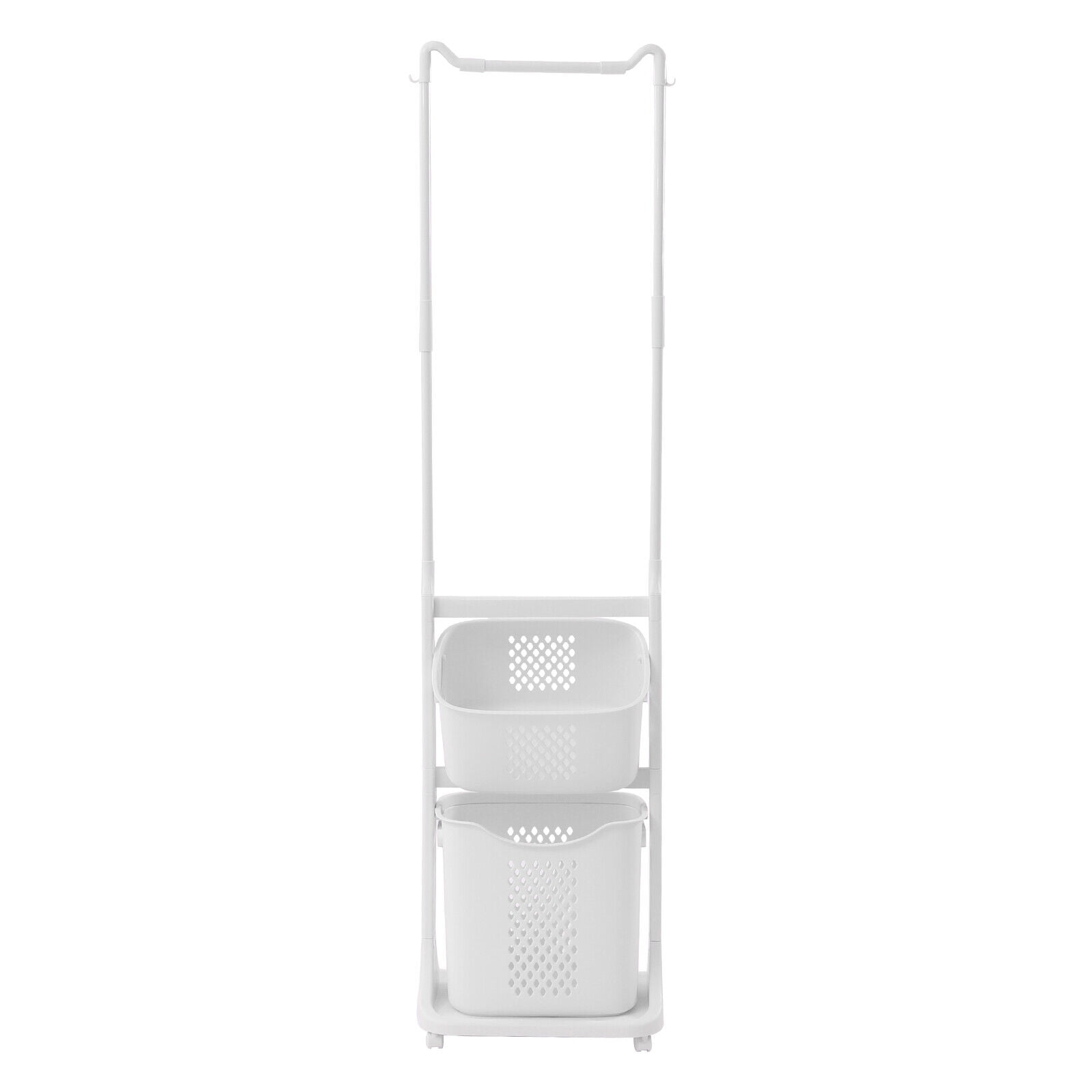 White Laundry Hamper Basket Sorter Wash Clothes Storage Organizer Rolling Rack Shelf Dirty Clothes Laundry Basket 17.3*13*68.5in