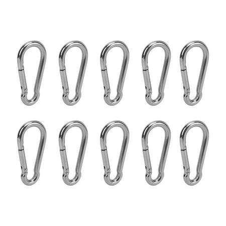 10 Pack – 11mm Stainless Steel Carabiner Clips Spring Snap Hooks Safety Buckle Locks for Hiking and Outdoor Activities