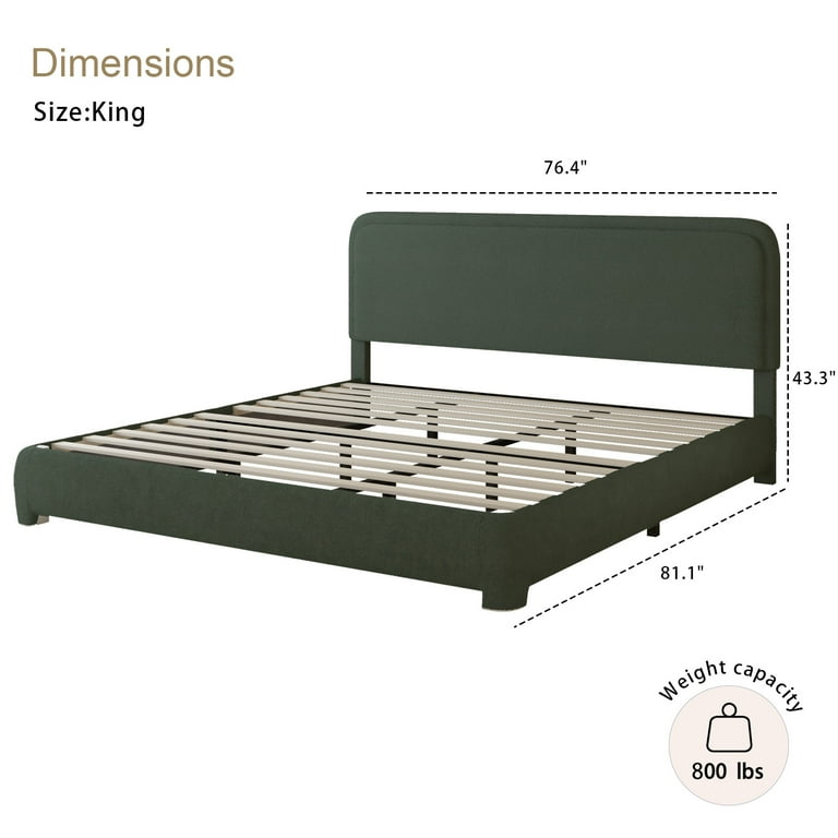 4 EVER WINNER King Size Bed Frame, Boucle Upholstered Bed
