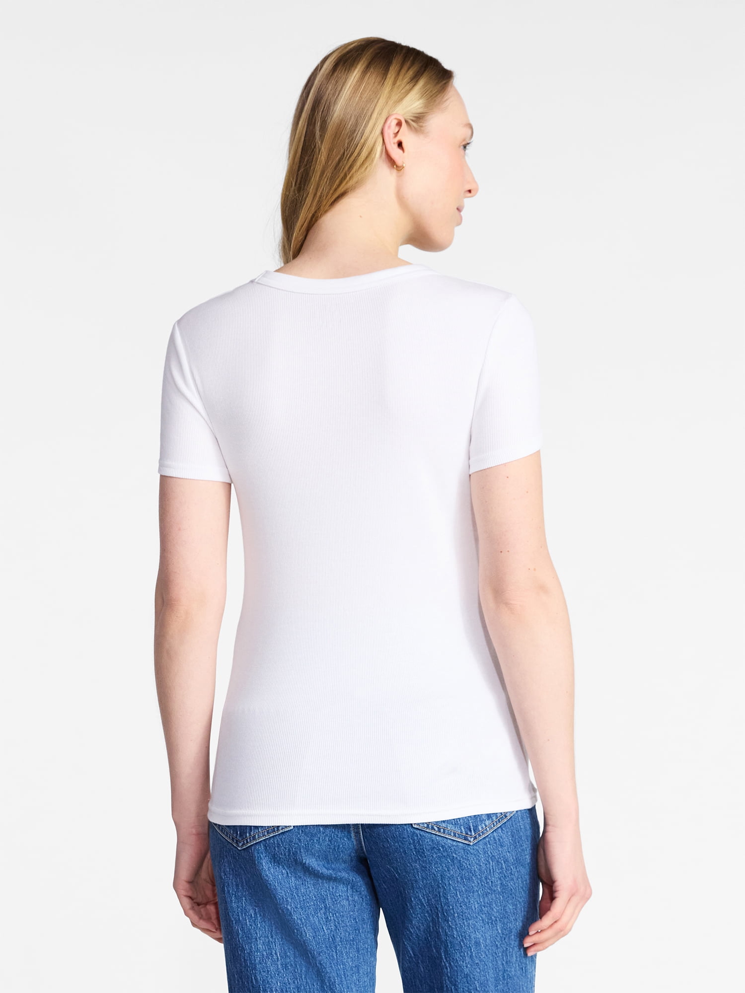 Time and Tru Women's Ribbed Tee with Short Sleeves, Sizes XS-XXXL