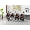 thumbnail image 4 of Guyou 27.5"Counter Height Bar Stools Set of 2, Nailhead Trim Leather Barstools with Back and Wood Legs, 360°Swivel Upholstered Stool Chairs for Kitchen Island Breakfast Bar Restaurant, Chocolate, 4 of 15