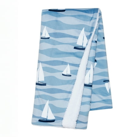 Lambs & Ivy Little Skipper Soft Luxury Nautical Sailboat Fleece Baby Blanket