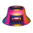thumbnail image 1 of Fotbe Neon Cassette Tape Sombrero Tipo Pescador con Estampado – Sombrero de Sol de Algodón de Moda para Playa, Golf, Pesca, 1 of 6