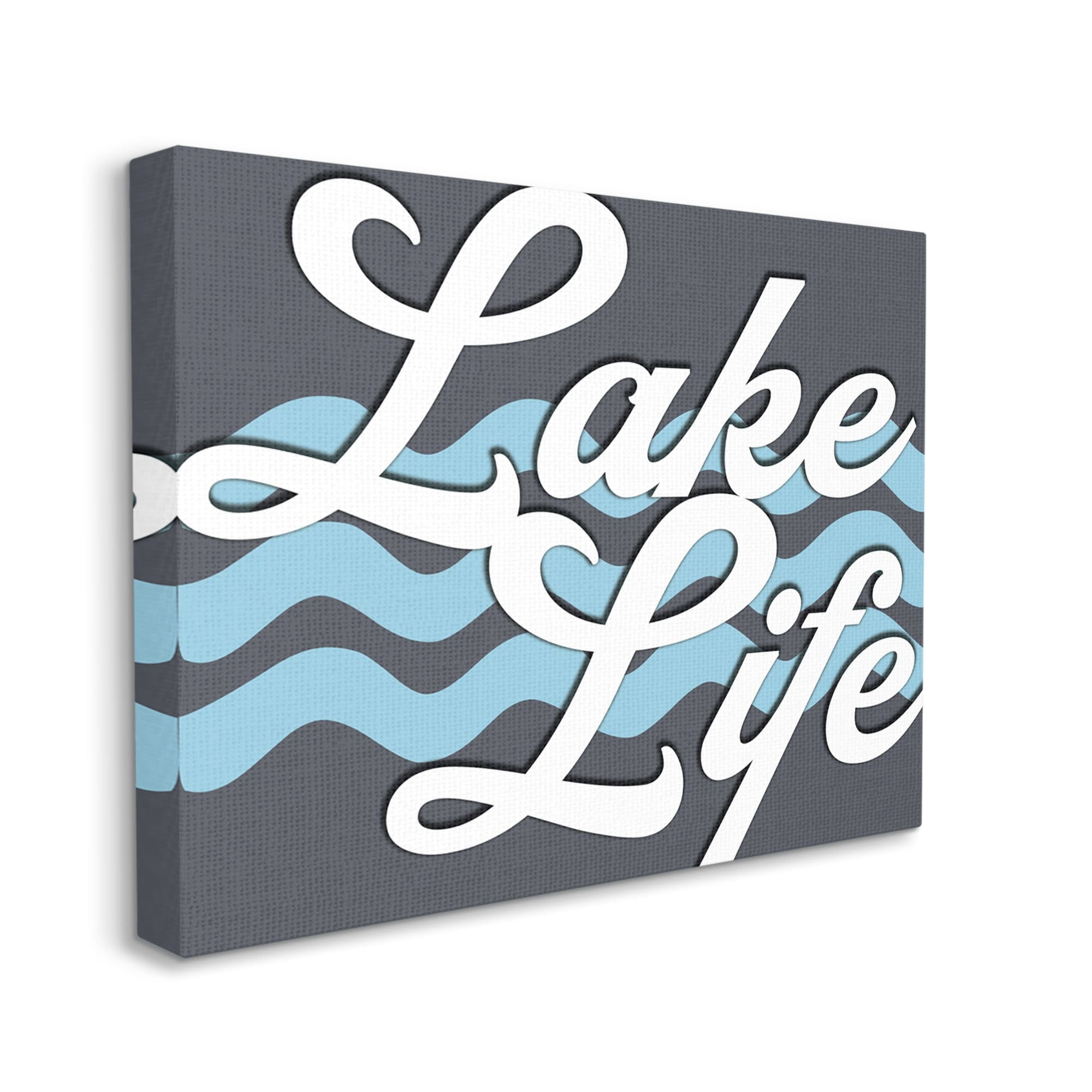 Stupell Lake Life Water Waves Phrase Landscape Painting Gallery Wrapped Canvas Print Wall Art