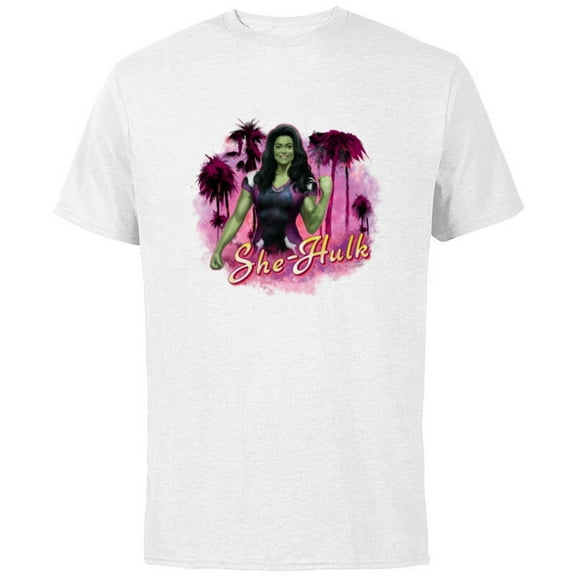 Marvel Studios She Hulk Palm Trees - Short Sleeve Cotton T-Shirt for Adults - Customized-White