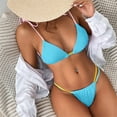 thumbnail image 2 of WREESH Womens Two Piece Swimsuit String Bikini Sets Fashion Solid Swimwear Bikini Split Swimsuit Set Beach Bathing Suit Light Blue, 2 of 8