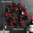 thumbnail image 4 of Farship 18'' Halloween Wreath Halloween Decor for Front Door Gothic Home Decor Rose Wreath With Spider for Front Door Home Indoor and Outdoor, 4 of 9