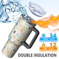 thumbnail image 5 of 40oz Pioneer Flower Floral Print Pattern Insulated Tumbler with Handle, BPA-Free Leak Proof Lid and Straws, Double Wall Vacuum, Hot 12h/Cold 34h, 5 of 6
