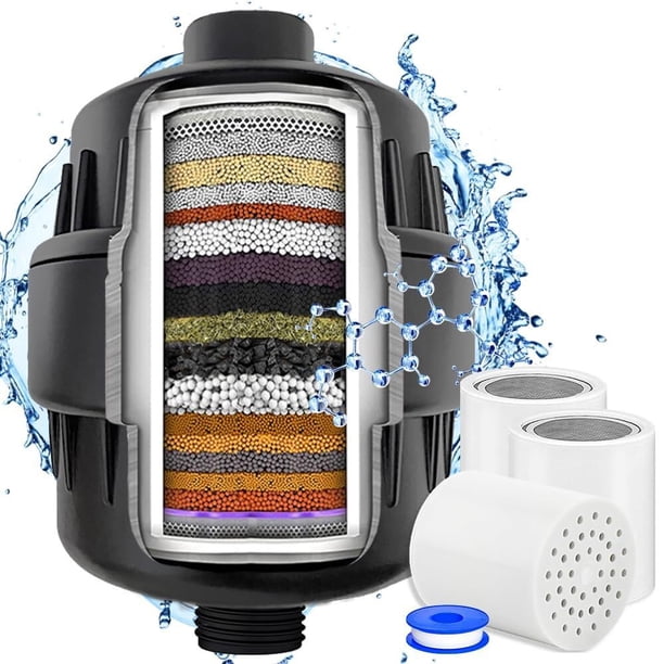 Filtro Regadera, Filtro de Ducha Agua Universal de 20 Etapas,Incluye 3 Cartuchos de Filtro Reemplazable,Purificador de Agua Para Todo Tipo de Cabezas de Duchas