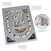 The Beadsmith Bead Board with Cover, Grey Flocked, 3 U-Shaped Channels, 6 Recessed Compartments, 9.75 x 13.25 inches, Design Boards for Creating Bracelets, Necklaces and Other Jewelry