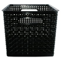 Advantus Weave Bins, 13 7/8 x 10 3/4 x 8 3/4, Plastic, Black, 2 Bins