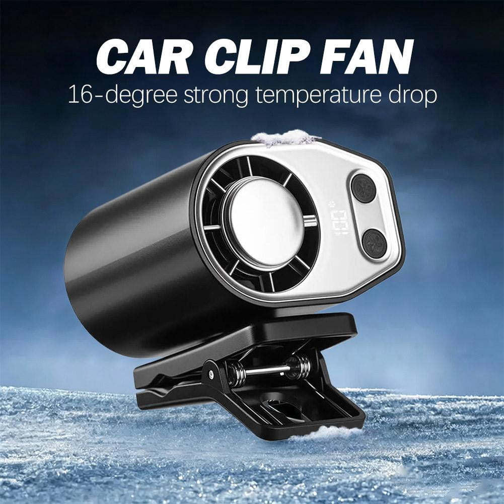 Clip on Fan for Car with LED Display, 360 Rotatable Personal Conditioner, USB Rechargeable Portable Fan with Long Battery Life for Vent, Office Desk, Home & Travel