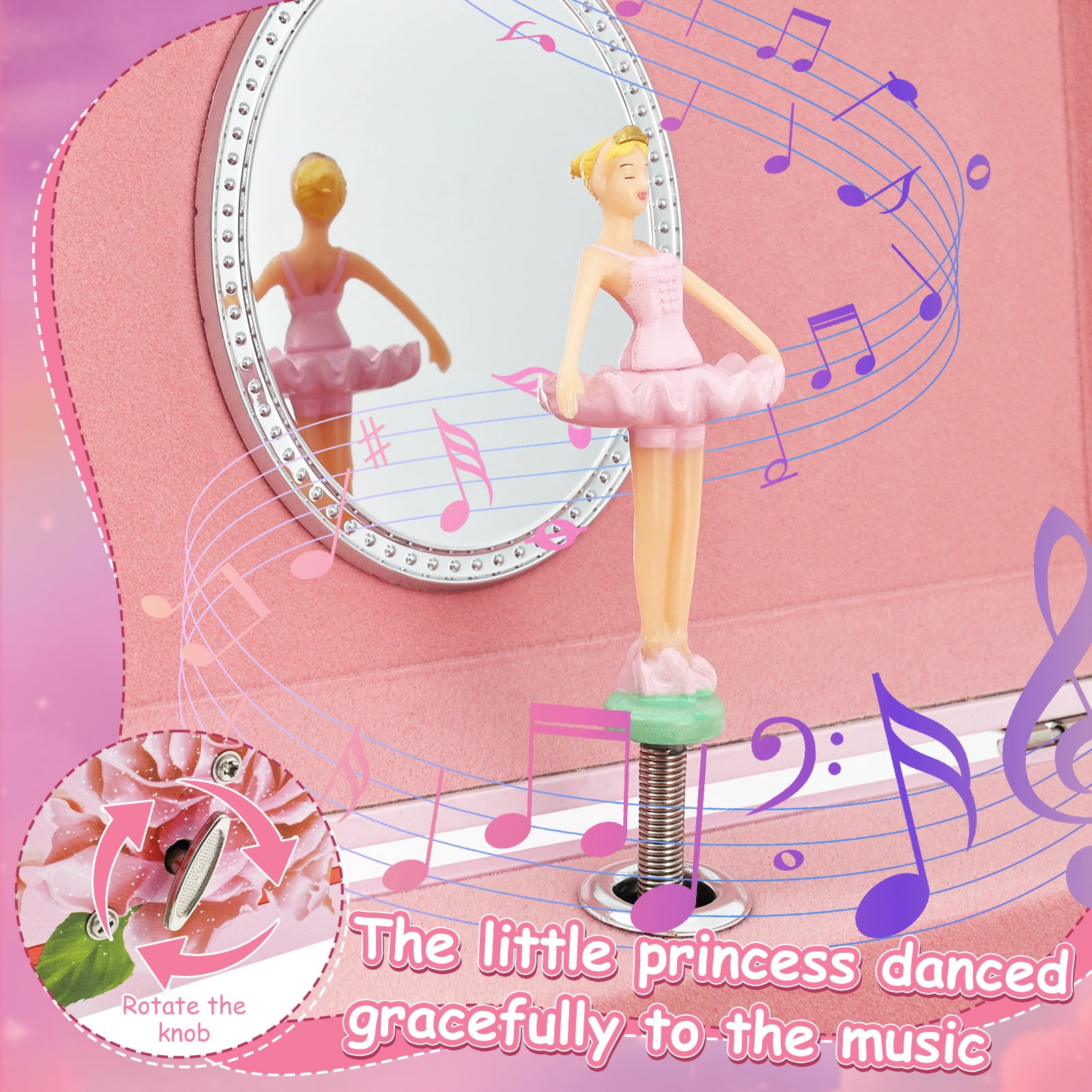 Classical Ballerina Musical Jewelry Box with Drawer and Dancing Ballerina,Girls Gifts for Kids Jewel Storage, Girls Music Box for Kids Ages 3-12 Gift