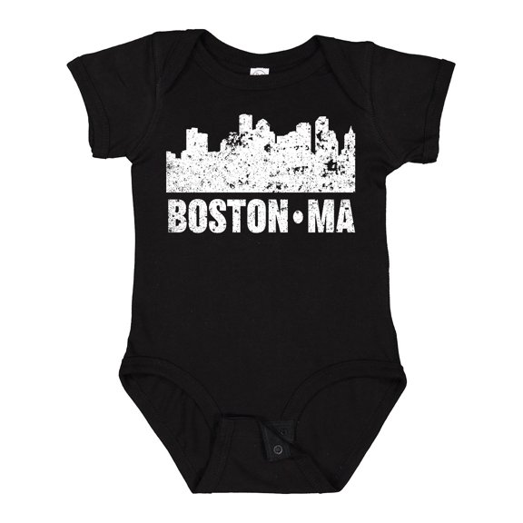 Inktastic Boston Massachusetts City Skyline with Grunge Boys or Girls Baby Bodysuit