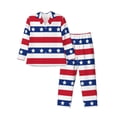 thumbnail image 1 of Balery American Patriotic Stars And Stripes Pijama para Hombre de Dos Piezas con Manga Larga, Conjunto de Dormir y Descanso Suave con Bolsillos-Large, 1 of 7