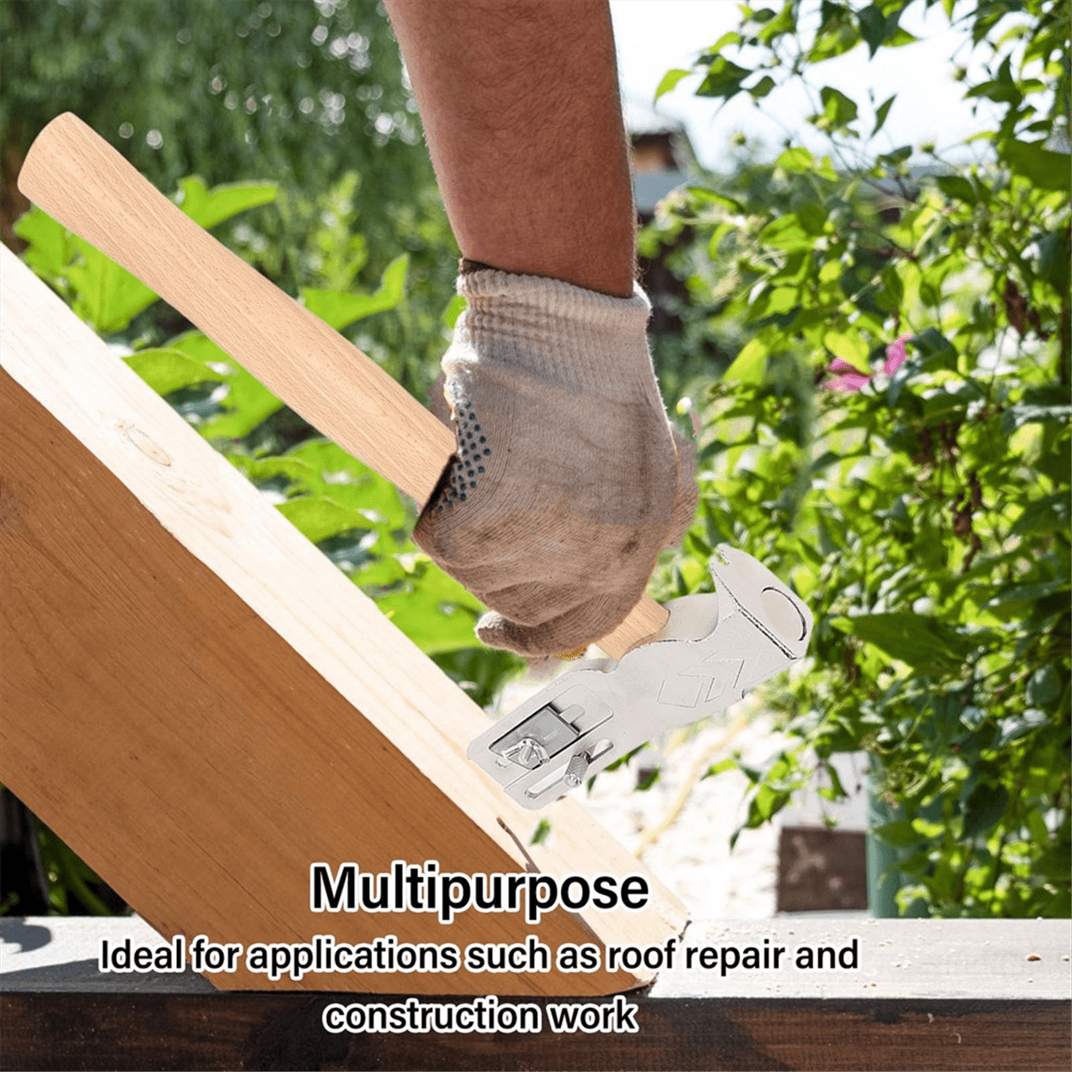 MWT005MH Roofing Hatchet, Magnet Roofing Hatchet, Carbon Steel Shingling with Wooden Handle, for Roof Repair, 13.4inch