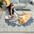 thumbnail image 6 of Yesfashion Carpets Area Rugs Washable Vintage Area Rugs,Boho Traditional Rug Floral Print Carpet,Low Pile Non-Slip Rubber Backing Foldable Mat, 6 of 7