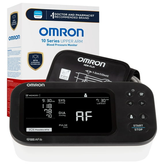 OMRON 10 Series Upper Arm Blood Pressure Monitor and Arm Cuff with AFib Detection for Home Use