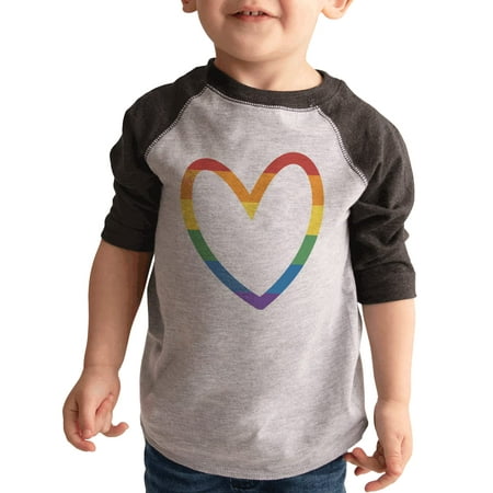 

7 ate 9 Apparel Kids Pride Shirts - Rainbow Heart Grey Shirt 3T