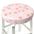 thumbnail image 3 of Honeii Rabbit And Peach Bar Stool Covers – Perfect Fit for 12" to 14" Round Stools, Crease-Resistant, Stretchy, Washable & Dustproof Seat Slipcovers-13 inch, 3 of 7