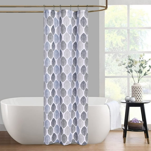 Bath Shower Curtain for Bathroom Scandi Leaf Design Fabric Shower Curtain Curtain for Bathroom Showers and Bathtubs 72" x 96" Inches Navy Blue
