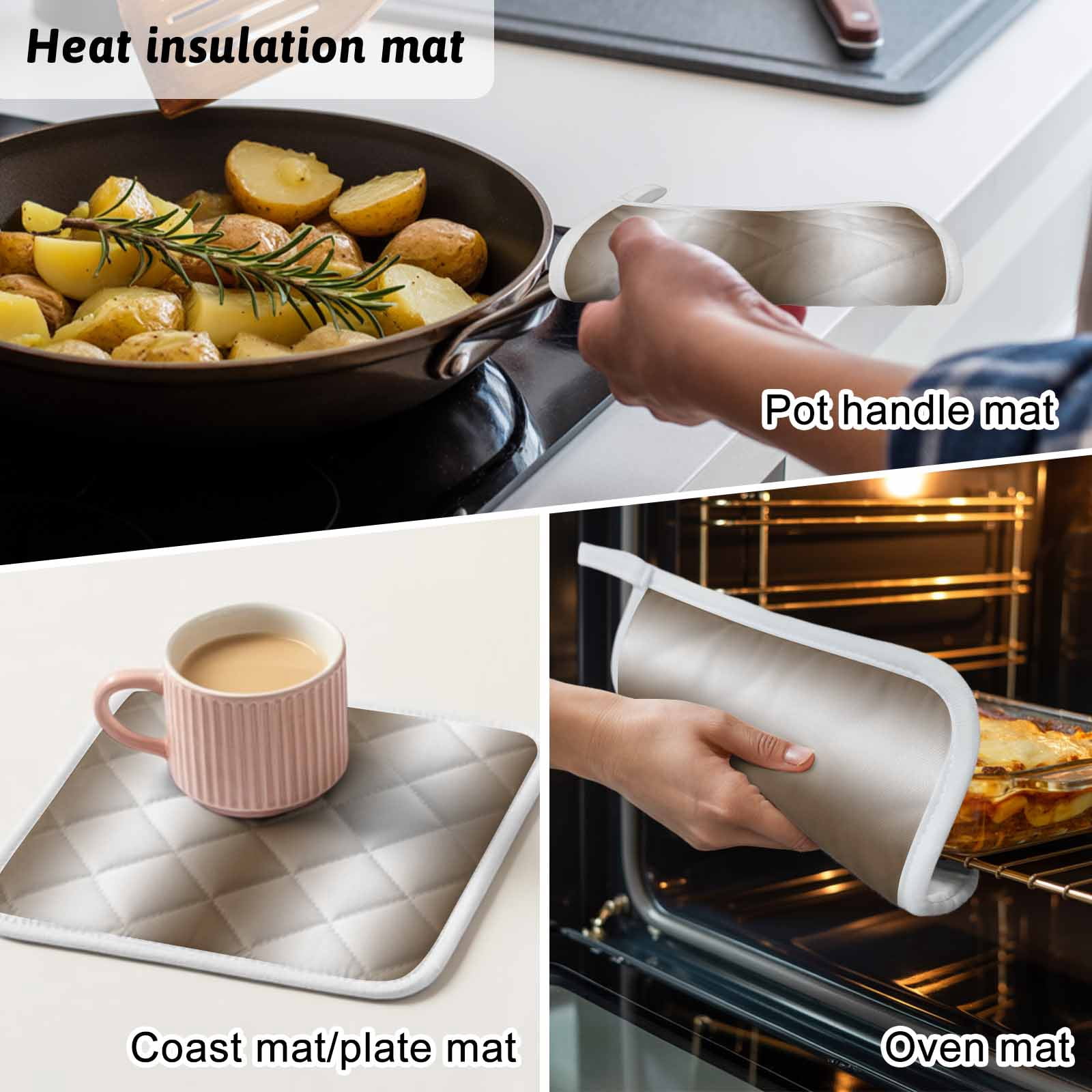 Brown White Ombre Pot Holders for Kitchen Heatproof Potholder, 2 Pack Vintage Minimalist Country Gradient Hot Pads Multipurpose Oven Pads Cloth Potholders Trivet for Cooking and Baking
