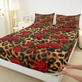 thumbnail image 3 of Manfei Leopard Print 3pcs Twin Sheet Sets,Red Rose Twin Fitted Sheet,Flower Animal Breathable Flat Sheet,Floral Room Decor, 3 of 7