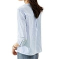 thumbnail image 7 of ZANZEA Polyester Cotton Three Quarter Sleeve V-Neck Stripe Printed Blouses Womens, 7 of 7