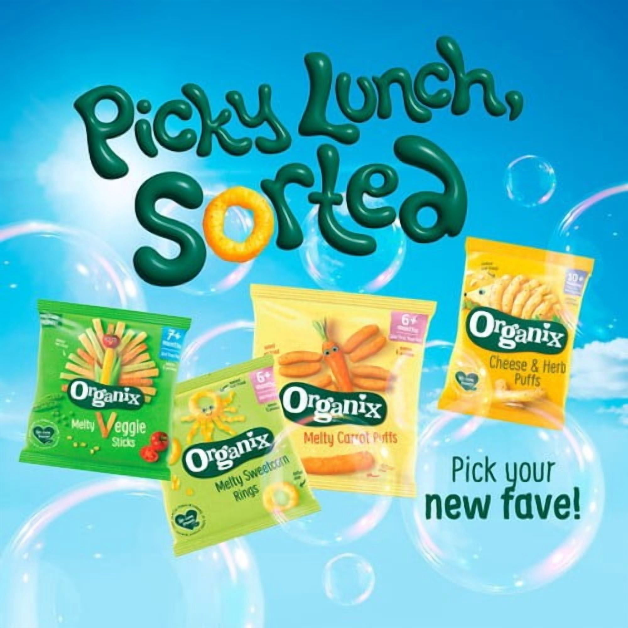 Organix Melty Organic Carrot Baby Puffs Multipack 6 months+ 4 x 18g, British Import (Pack of 2)