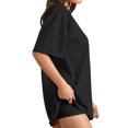 thumbnail image 5 of LWavelet Women's Oversized T-Shirt Short Sleeve Tops Round Neck Casual Loose Comfy Summer Tee Black XS, 5 of 6