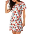 thumbnail image 2 of Haiem Strawberries Print Women’s Short-sleeved Nightdress – Comfortable and Loose-Fit Sleepwear, Soft Cotton Sleep Shirt for Relaxing, Casual Nightdress, 2 of 6