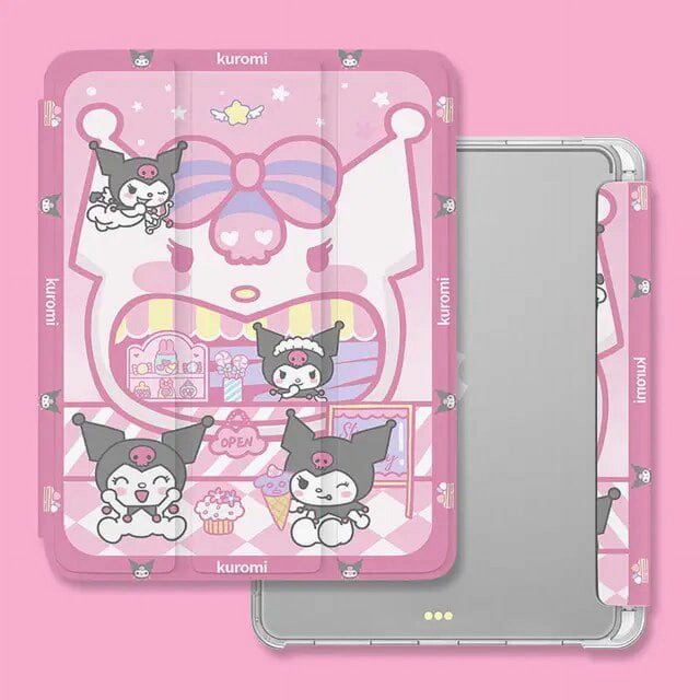 Kawaii Sanrio Hello Kitty Ipad Protective 2021 Anti-fall Three-Fold Cute Cartoon Protective Case Plus Pen Slot Toy Gift for Girl