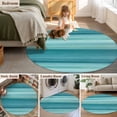 thumbnail image 5 of Teal Turquoise Aqua Ombre Round Area Rug 5 FT, Non Slip Bedroom Rugs, Contemporary Abstract Lines Washable Soft Circular Carpet Non-Shedding Floor Mat for Kitchen Dining Room Foyer Balcony Dorm, 5 of 8