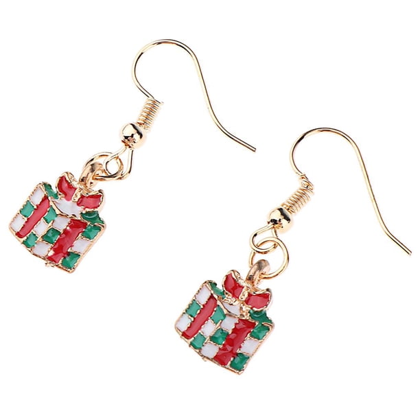 Pendientes Lovely Christmas Gift Tree Party Dangle Navidad Santa Studs Chica Mujer Caja de regalo Colcomx Pendientes de navidad para mujeres