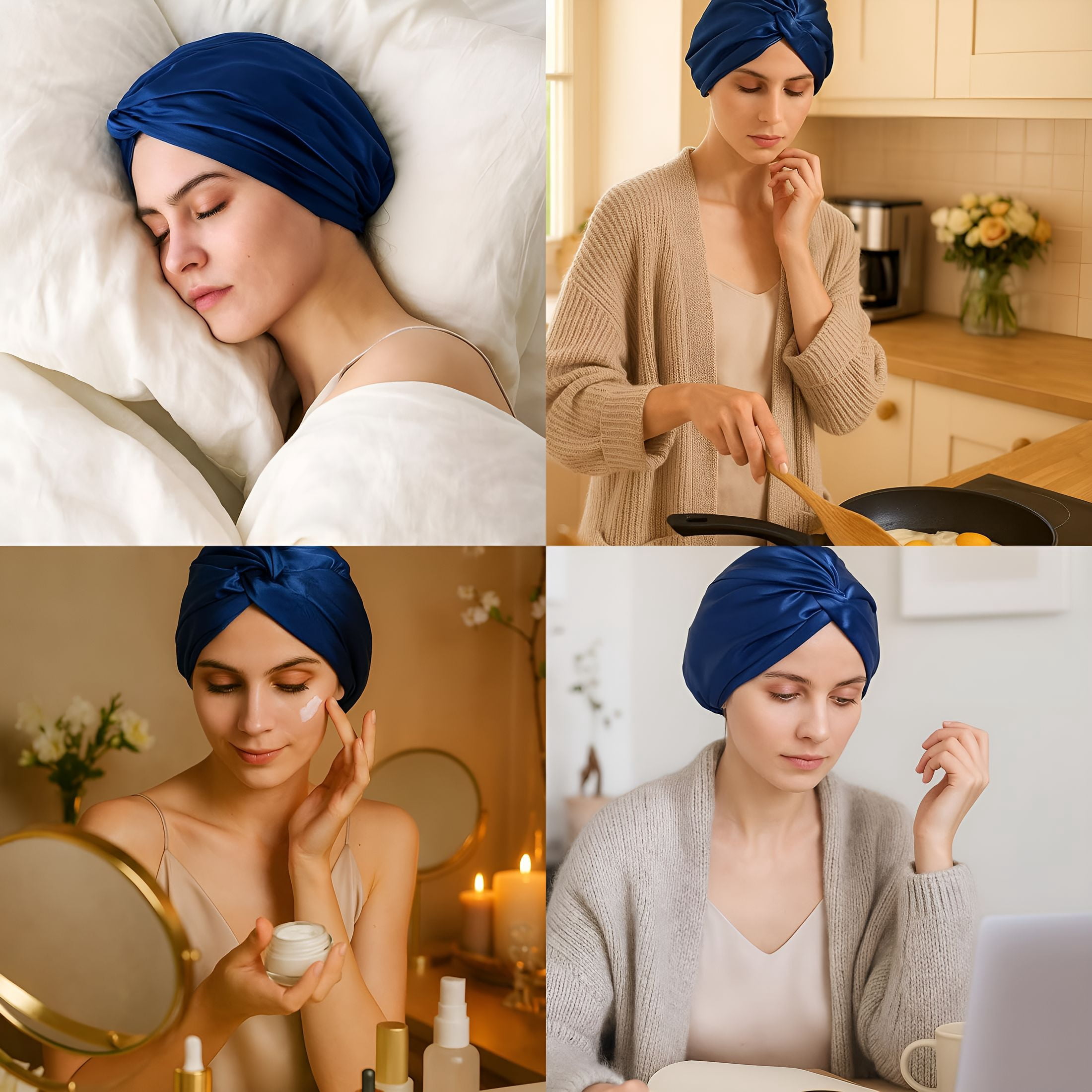 TELOLY 100% Mulberry Silk Bonnet,Double-Layered Hair Bonnet for Sleeping Women,Pure Silk Turban,Night Sleep Hair Wrap