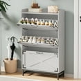 thumbnail image 4 of GINOST Shoe Cabinet with 3 Flip Drawers,Farmhouse Shoe Storage Cabinet Organizer for Entryway,for Entrance, Hallway, Living Room,Classic White, 4 of 9