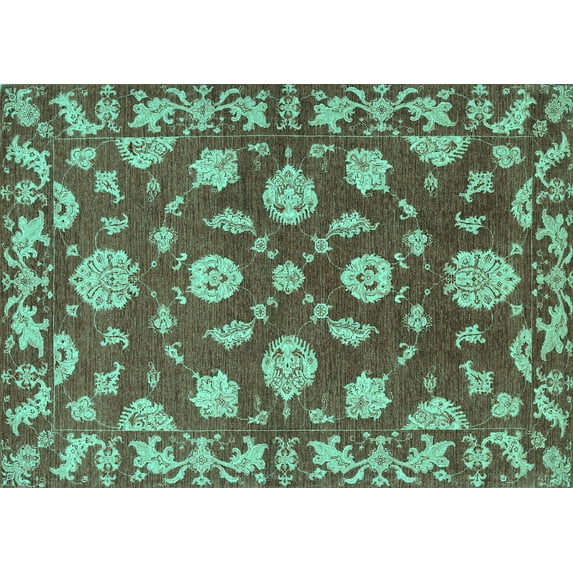 Ahgly Company Indoor Rectangle Persian Turquoise Blue Traditional Area Rugs, 7' x 9'