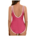 thumbnail image 3 of Mrzhqd One Piece Bathing Suit for Women Retro Backless Sexy Swimsuit Summer Square Neck Straps Solid Color Swimwear Tummy Control Ruched 1 Piece Swimsuit Pink M, 3 of 6