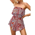 thumbnail image 3 of VISgogo Mameluco de Mujer, Sin Mangas Cintura Alta Abrigo Pecho Retro Estampado Casual Fiesta Verano Mono Corto VISgogo  moda, 3 of 6