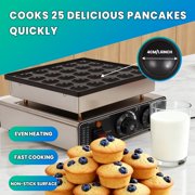 25 Hole 110V Electric Muffin Waffle Maker, Silver Stainless Steel Non Stick Mini Pancake Baker for Bakery Cafe