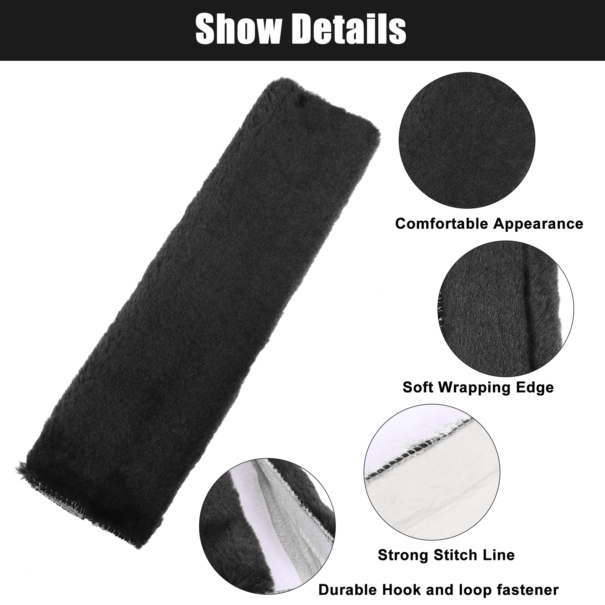 Unique Bargains Plush Car Seat Belt Protector Pads Shoulder Strap Covers Universal Black