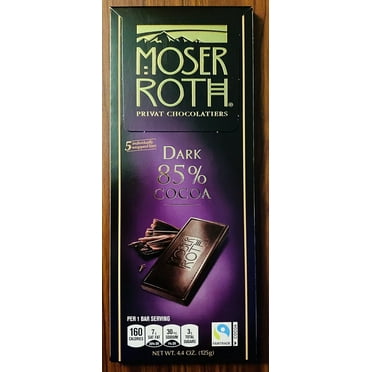 **NEW** ( 1 ) MOSER ROTH PREMIUM DARK CHOCOLATE 85% COCOA 5-BAR 4.4-oz PACK NEW