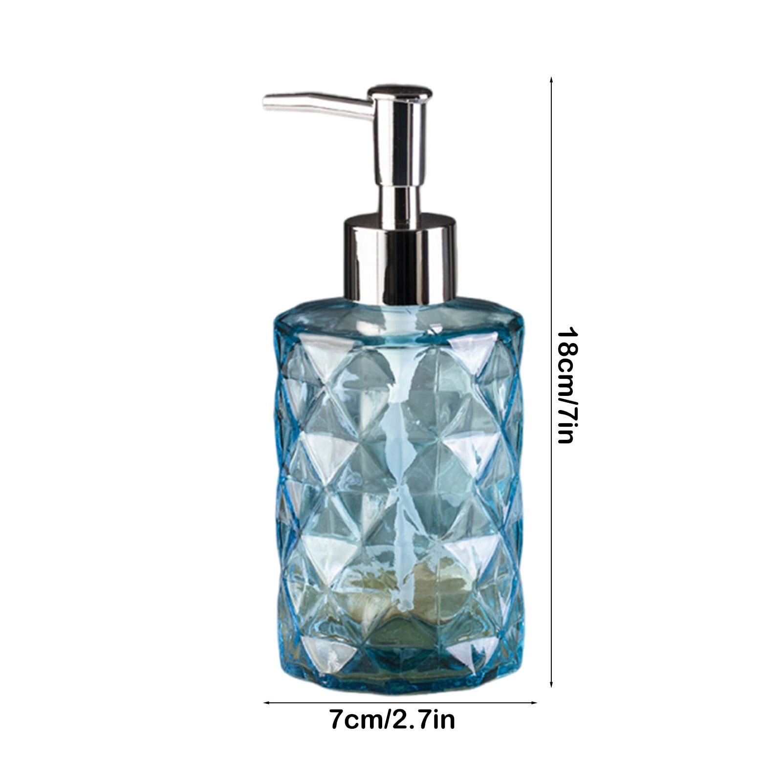 YiJuHui 3pcs Refillable Glass Soap Dispenser Pump Bottle with Diamond Pattern Design for Kitchen and Bathroom Decor