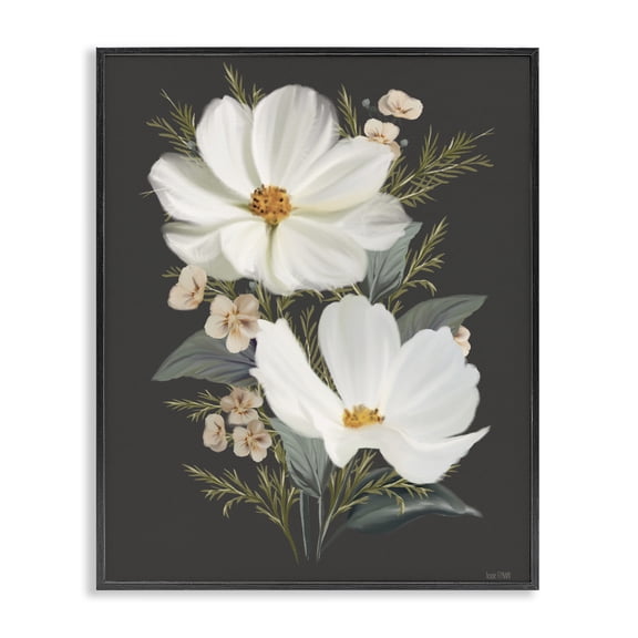 Stupell Industries Transitional Old Lace Cosmos Black Framed Giclee Art, 11 x 14, by House Fenway