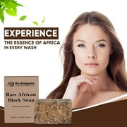 Herboganic Raw African Black Soap Bar - 100% Pure and Organic Natural Black African Soap, 6 oz