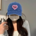thumbnail image 4 of Retro Heart Splicing Baseball Hat Retro Extended Brim Adjustable Washed Sun Hat Couple Student Cute Sunscreen Hat Streetwear, 4 of 10