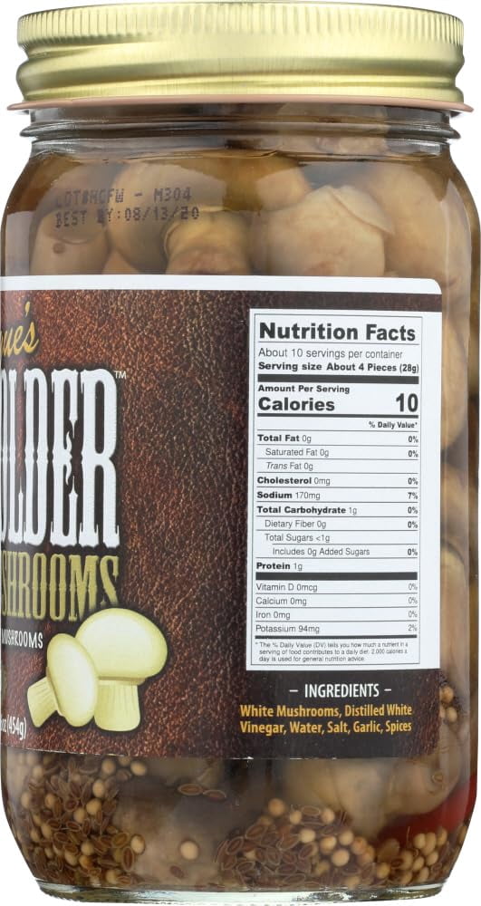 Bolder Beans Pickled Mushrooms 16 oz (Pack Of 6)
