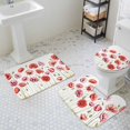 thumbnail image 3 of Spring Floral Bathroom Rugs Set Watercolor Red Pink Wildflower Rustic Farmhouse Non Slip Absorbent Soft Bath Mats 3 Piece Set with Bathroom Rug, U-Shaped Floor Mat, Toilet Seat Cover Large Size, 3 of 9