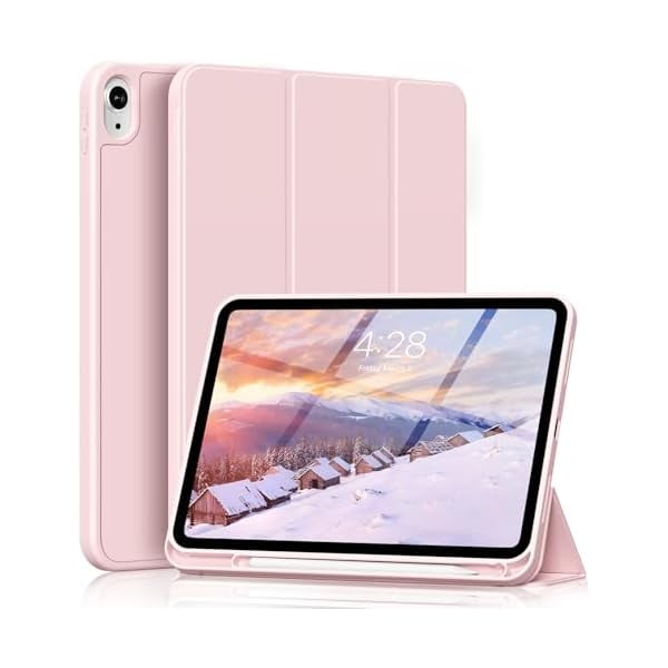 wonim11 for iPad (A16) 11th 10th Generation Case 11/10.9 Inch with Pencil Holder 2025/2022, Slim Trifold Stand Protective Cover, Hybrid Cover with Soft TPU Back, Pink