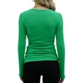 thumbnail image 3 of Womens Long Sleeve Scoop Neck Ribbed Knit Tops Casual Slim Fitted Basic Shirts, 3 of 4